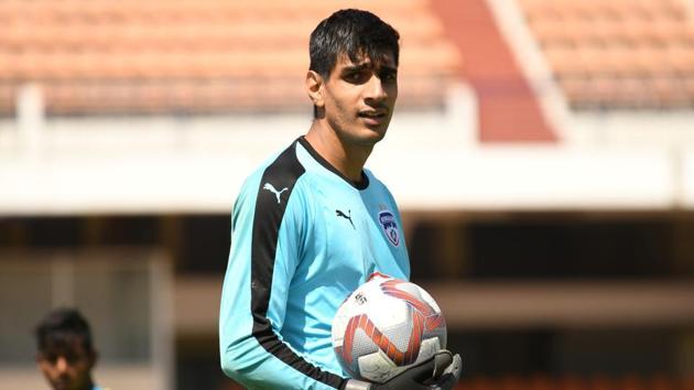 Goalkeeper Gurpreet Singh Sandhu during a training session(REUTERS)