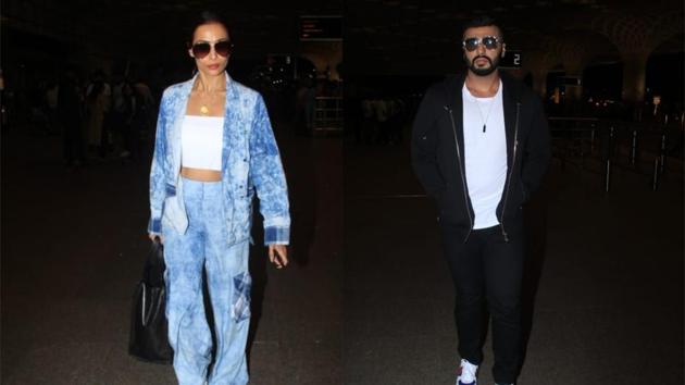 Malaika Arora and Arjun Kapoor spotted at Mumbai airport on Sunday.(Varinder Chawla)