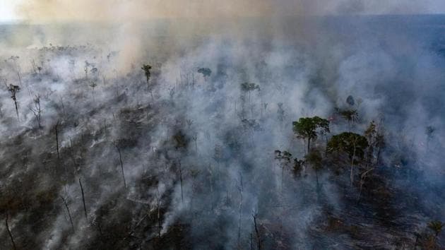 An aerial view of forest fire of the Amazon taken with a drone is seen from an Indigenous territory in the state of Mato Grosso. (REUTERS /MARIZILDA CRUPPE/AMNESTY INTERN.) An aerial view of forest fire of the Amazon taken with a drone is seen from an Indigenous territory in the state of Mato Grosso. (REUTERS /MARIZILDA CRUPPE/AMNESTY INTERN.)