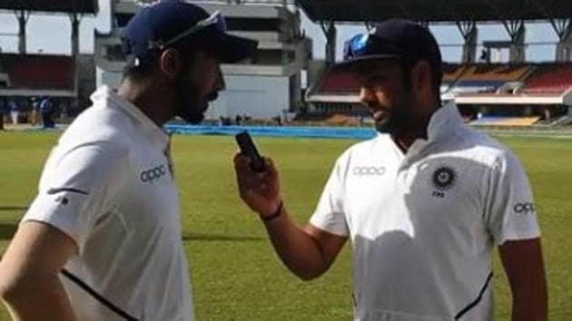 Rohit Sharma interviews Jasprit Bumrah in Antigua(BCCI.TV/ Video Screenshot)