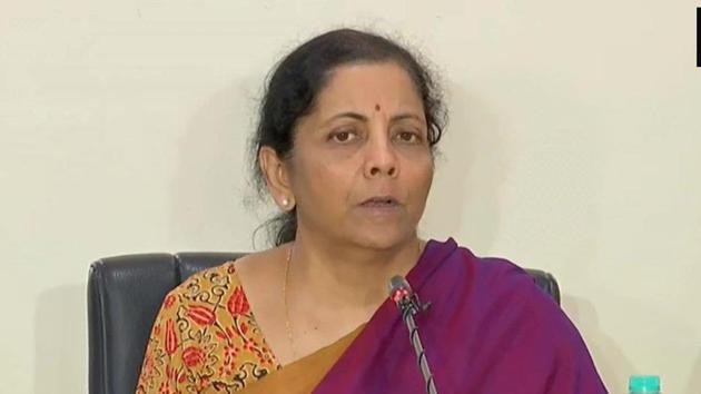 Nirmala Sitharaman at a press conference on Tuesday.(ANI)