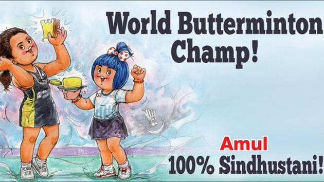 “She’s the first Indian to win the BWF World Championships!” says their tweet.(Twitter/@Amul_Coop)