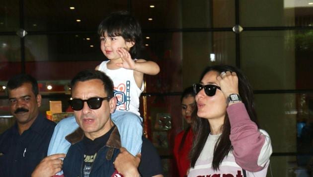 Saif Ali Khan with wife Kareena Kapoor and son Taimur Ali Khan spotted at Chhatrapati Shivaji International Airport in Mumbai on Wednesday. (ANI)