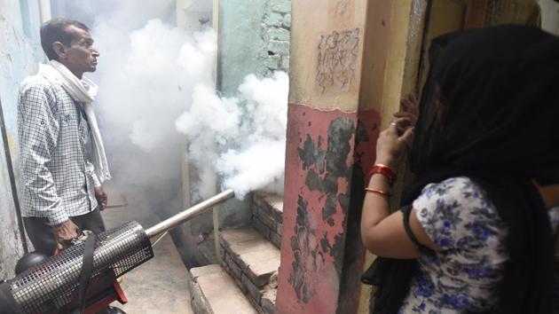 Regular fogging and anti-larval source reduction will be taken up across Rajasthan to deal with seasonal diseases. (HT PHOTO) Regular fogging and anti-larval source reduction will be taken up across Rajasthan to deal with seasonal diseases. (HT PHOTO)