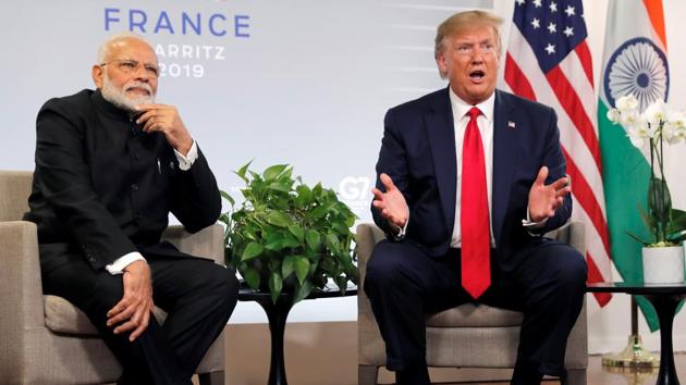 US President Donald Trump and Prime Minister Narendra Modi meet for bilateral talks during the G7 summit in Biarritz, France, August 26, 2019. (Reuters Photo) US President Donald Trump and Prime Minister Narendra Modi meet for bilateral talks during the G7 summit in Biarritz, France, August 26, 2019. (Reuters Photo)