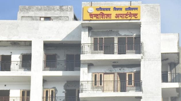 The Chandrashila Housing Scheme has multi-storeyed flats and has been constructed near Lohiya Nagar, barely a kilometre away from the Old Bus Stand, Ghaziabad. (Sakib Ali / HT Photo) The Chandrashila Housing Scheme has multi-storeyed flats and has been constructed near Lohiya Nagar, barely a kilometre away from the Old Bus Stand, Ghaziabad. (Sakib Ali / HT Photo)