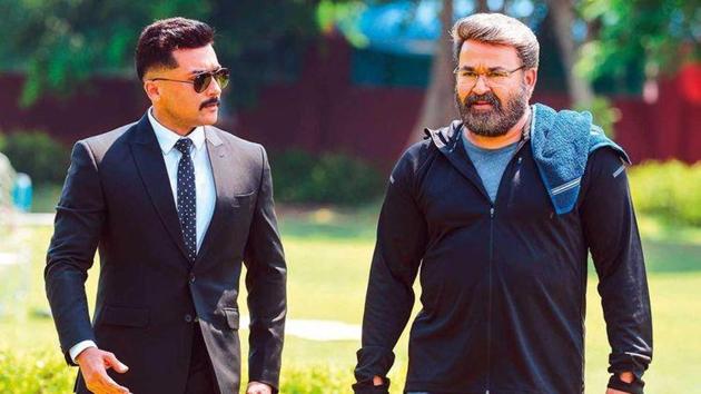 Suriya and Mohanlal play the leads in Kaapaan. Suriya and Mohanlal play the leads in Kaapaan.
