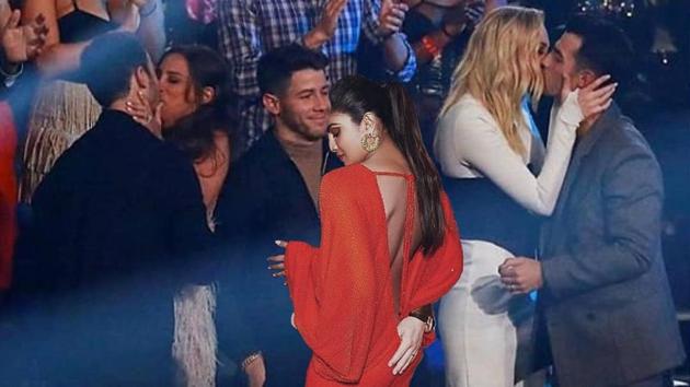 Priyanka Chopra joins Nick Jonas in a photoshopped image from the Video Music Awards.