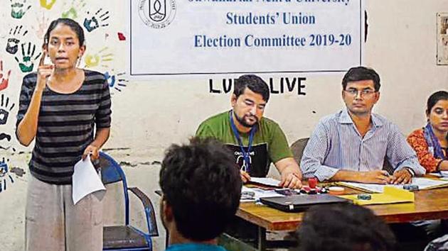 JNU’s election committee on Wednesday announced all the candidates who will be in fray. (HT PHOTO) JNU’s election committee on Wednesday announced all the candidates who will be in fray. (HT PHOTO)