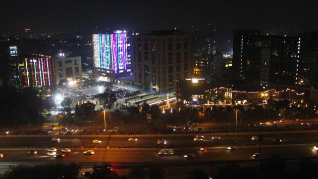 An aerial view of Gurugram at night, in India, on Sunday, December 30, 2018. (Yogendra Kumar/HT PHOTO) An aerial view of Gurugram at night, in India, on Sunday, December 30, 2018. (Yogendra Kumar/HT PHOTO)