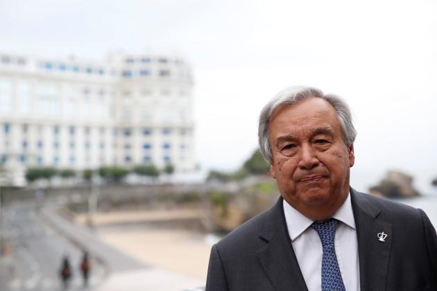 UN Secretary-General Antonio Guterres urged all parties to avoid any sort of escalation in Kashmir during his meeting with Prime Minister Narendra Modi on the sidelines of the G7 Summit in the French town of Biarritz, a spokesperson from his office said on Tuesday.(Reuters Image)