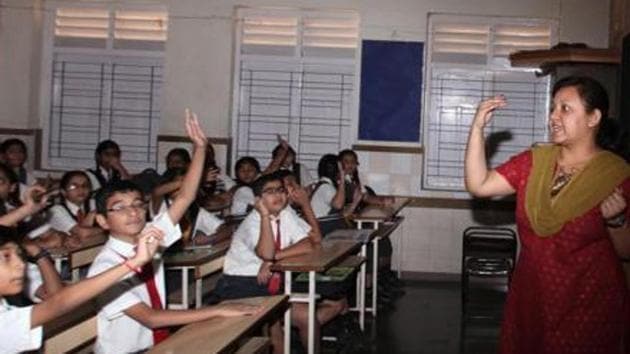 The children studying in government schools would now learn Sanskrit poems of their curriculum sung by their teachers. (Representational image)(Hindustan Times/Prasad Gori) The children studying in government schools would now learn Sanskrit poems of their curriculum sung by their teachers. (Representational image)(Hindustan Times/Prasad Gori)