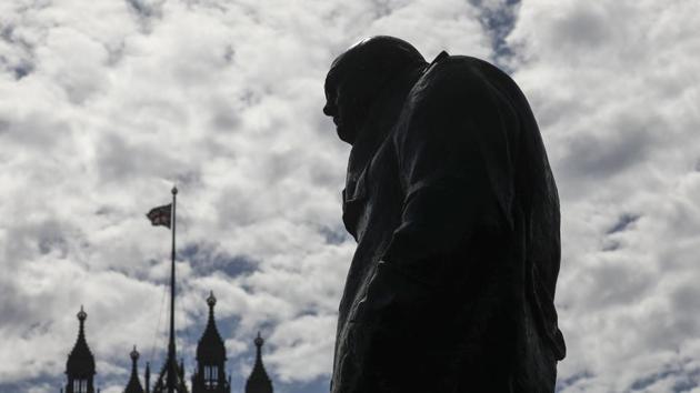 A statue of Winston Churchill, former British prime minister, stands near the Houses of Parliament in London, U.K., on Wednesday, Aug. 28, 2019.(Bloomberg)