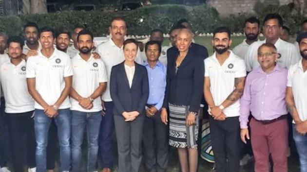 Indian cricket team at the High Commissioner’s dinner in Jamaica(BCCI)