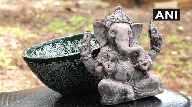 “We have made 30-40 Ganesha idol this year,” said Nithin Vaja(Twitter/@ANI) “We have made 30-40 Ganesha idol this year,” said Nithin Vaja(Twitter/@ANI)