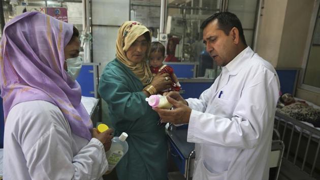 At the Indira Gandhi children’s hospital in Kabul, which treats 70 to 80 malnourished children a month, director Dr. Mohammad Bashir Qurishi (not pictured) worries about how doctors will be paid and medicine purchased if aid follows troops out of the country. Everyone is afraid of losing the progress made since 2001, he said, as the U.S. and the Taliban negotiate the country’s future while excluding the Afghan government. (Rafiq Maqbool / AP) At the Indira Gandhi children’s hospital in Kabul, which treats 70 to 80 malnourished children a month, director Dr. Mohammad Bashir Qurishi (not pictured) worries about how doctors will be paid and medicine purchased if aid follows troops out of the country. Everyone is afraid of losing the progress made since 2001, he said, as the U.S. and the Taliban negotiate the country’s future while excluding the Afghan government. (Rafiq Maqbool / AP)