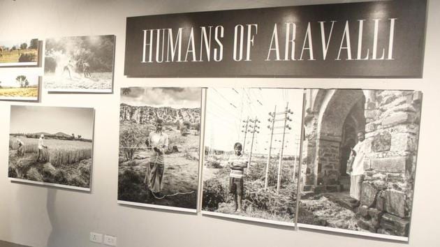 A collection of photographs by 14 different photographers on different aspects of the Aravallis, from the terrain and wildlife to the people and problems of the Aravallis, is being exhibited at the museum. Arya, who has also curated the exhibition titled Aravalli scapes, said he always wanted this to be the first exhibition as Aravallis hold unprecedented importance for the city. (Yogendra Kumar / HT Photo)