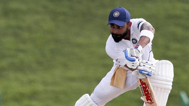 File image of India skipper Virat Kohli in action against West Indies.(AP)