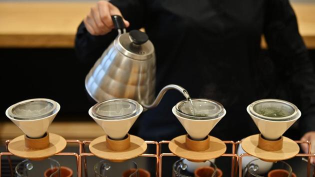 Some tea rooms are trying to modernise to pull in younger punters. At Tokyo Saryo, a stark-white zen-style space in a quiet neighbourhood, “barista” Yuka Ihara brews Japanese tea in special glass cups. “There’s the cultural tea ceremony and practical bottled tea. But something in-between, like a cafe where customers can enjoy tea in comfortable surroundings, didn’t really exist before,” Ihara said. (Charly Triballeau / AFP) 