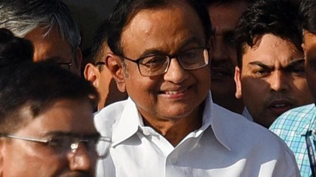 Senior Congress leader and former finance minister P Chidambaram comes out of Rouse Avenue Court after the hearing in connection with the INX Media case, in New Delhi, India, on Monday, August 26, 2019. (Amal KS/HT PHOTO) Senior Congress leader and former finance minister P Chidambaram comes out of Rouse Avenue Court after the hearing in connection with the INX Media case, in New Delhi, India, on Monday, August 26, 2019. (Amal KS/HT PHOTO)
