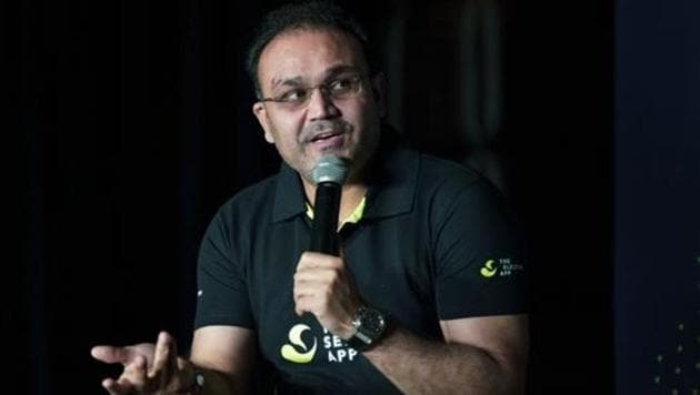 Former Indian cricketer Virender Sehwag speaking in New Delhi.(PTI)