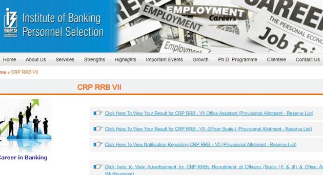 IBPS RRB Result: IBPS on Thursday released the CRP RRB VII office assistant and officer scale 1 provisional allotment reserve list.(ibps.in)