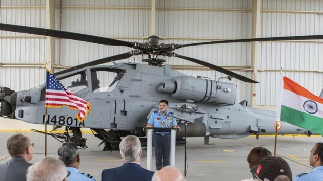 Indian Air Force receives its first Apache Guardian attack helicopter at its production facility in Arizona on Saturday. India has signed a contract with the US, for 22 of these choppers.(ANI file photo)