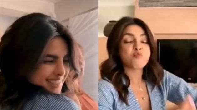 Priyanka Chopra makes faces as she shoots with best friend Tamanna.(Instagram) Priyanka Chopra makes faces as she shoots with best friend Tamanna.(Instagram)