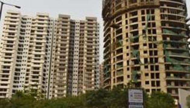 File photo of under-construction Supertech building at sector 77, in Noida.(HT File Photo)