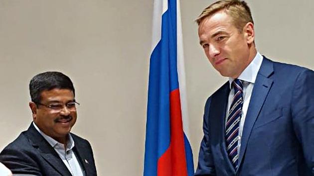 Union Petroleum Minister Dharmendra Pradhan led a business delegation from Oil and Gas as well as Steel sectors to Moscow, Russia. (ANI Photo) Union Petroleum Minister Dharmendra Pradhan led a business delegation from Oil and Gas as well as Steel sectors to Moscow, Russia. (ANI Photo)
