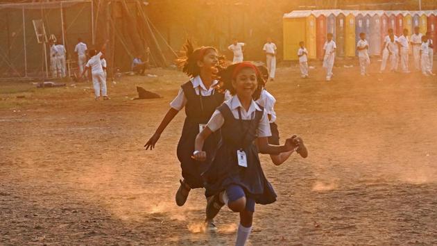 Mumbai, India - November 29, 2018: School Kids play on the ground of Shivaji Park in Dadar in Mumbai, India, on Thursday, November 29, 2018. (Photo by Hemanshi Kamani/ HT) (HT) Mumbai, India - November 29, 2018: School Kids play on the ground of Shivaji Park in Dadar in Mumbai, India, on Thursday, November 29, 2018. (Photo by Hemanshi Kamani/ HT) (HT)