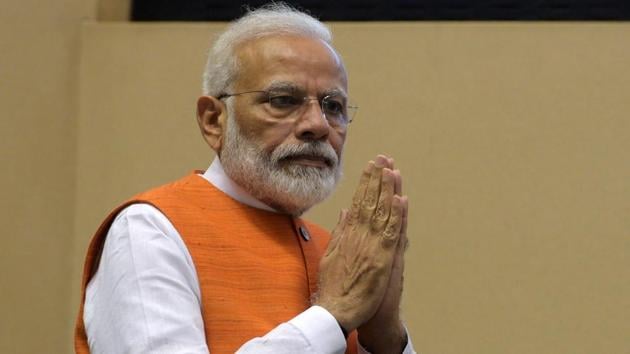 Prime Minister Narendra Modi arrives during a function on the promotion and development of Yoga, at Vigyan Bhawan in New Delhi, India, on Friday, August 30, 2019. (Mohd Zakir/HT PHOTO) Prime Minister Narendra Modi arrives during a function on the promotion and development of Yoga, at Vigyan Bhawan in New Delhi, India, on Friday, August 30, 2019. (Mohd Zakir/HT PHOTO)