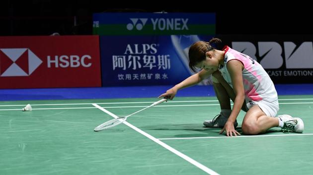 Japan’s Nozomi Okuhara reacts as she returns the shuttlecock to India’s Pusarla Venkata Sindhu during their women’s singles final match at the BWF Badminton World Championships at the St Jakobshalle in Basel, Switzerland. Sindhu beat Okuhara, clinching India’s first gold at the Championships. (Fabrice Coffrini / AFP) Japan’s Nozomi Okuhara reacts as she returns the shuttlecock to India’s Pusarla Venkata Sindhu during their women’s singles final match at the BWF Badminton World Championships at the St Jakobshalle in Basel, Switzerland. Sindhu beat Okuhara, clinching India’s first gold at the Championships. (Fabrice Coffrini / AFP)