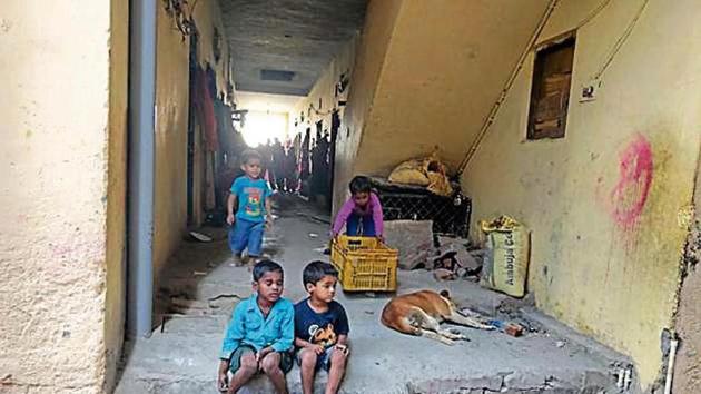 A view of a locality in Mandawali, where three minor girls allegedly died of starvation on July 24 last year. (HT File) A view of a locality in Mandawali, where three minor girls allegedly died of starvation on July 24 last year. (HT File)