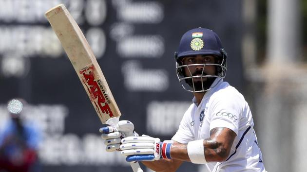 India's captain Virat Kohli plays a shot during the first day of Jamaica Test.(AP)