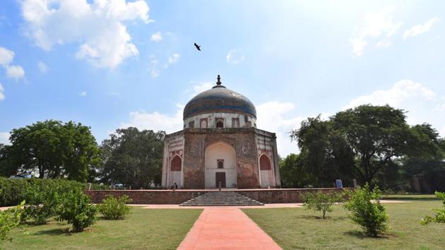 A view of Neela Gumbad inside the complex of Humayun's Tomb, in New Delhi. It will open for the general public soon. (Sanchit Khanna / HT Photo) 