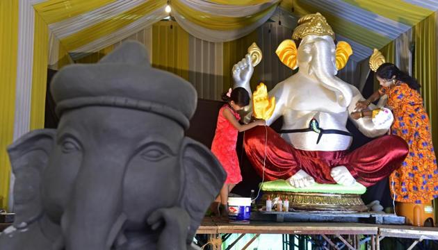 Naresh Dahibhavkar, president, Brihanmumbai Sarvajanik Ganeshotsav Samanvay Samiti (BSGSS), said it is up to the mandals to hold as many events as they would want. (Satyabrata Tripathy/HT Photo) Naresh Dahibhavkar, president, Brihanmumbai Sarvajanik Ganeshotsav Samanvay Samiti (BSGSS), said it is up to the mandals to hold as many events as they would want. (Satyabrata Tripathy/HT Photo)