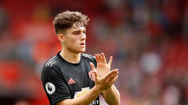 Manchester United's Daniel James applauds the fans after the match.(Action Images via Reuters)