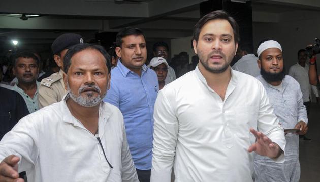 Rashtriya Janta Dal (RJD) leader Tejashwi Yadav arrives to meet his father RJD chief Lalu Prasad Yadav at Rajendra Institute of Medical Sciences (RIMS), in Ranchi. (PTI) Rashtriya Janta Dal (RJD) leader Tejashwi Yadav arrives to meet his father RJD chief Lalu Prasad Yadav at Rajendra Institute of Medical Sciences (RIMS), in Ranchi. (PTI)