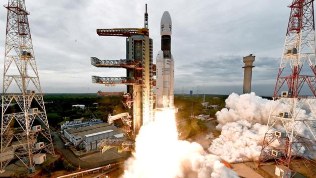 India's Geosynchronous Satellite Launch Vehicle Mk III-M1 blasts off carrying Chandrayaan-2 from the Satish Dhawan space centre at Sriharikota, India, July 22, 2019.