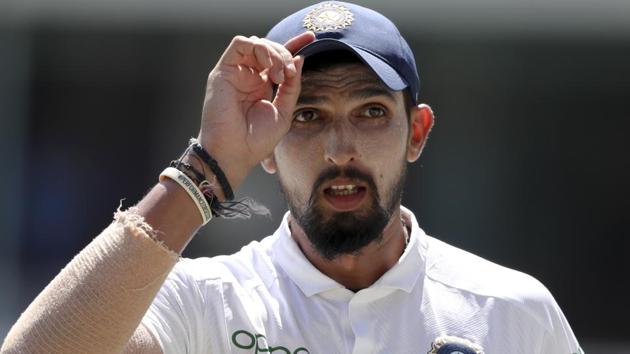 India's Ishant Sharma fixes his cap.(AP)