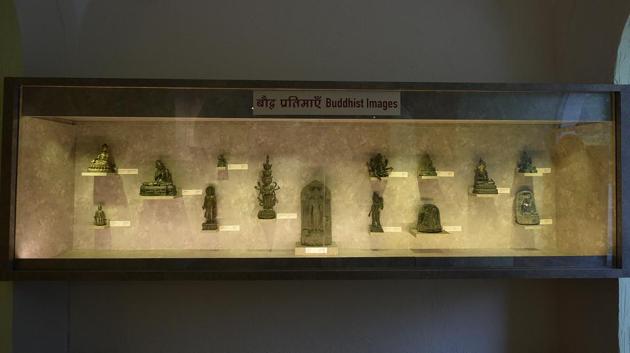 A set of Buddhist images on display at the museum. “Our repository contains about 4,000 objects in the ‘retrieved and confiscated’ category. Out of these, we have selected 195 for display, depending on the uniqueness of the antiquity,” an official from the ASI said. The displayed antiquities include coins, Mughal miniatures, ivory and copper objects, as well as stone sculptures. (Biplov Bhuyan / HT Photo) A set of Buddhist images on display at the museum. “Our repository contains about 4,000 objects in the ‘retrieved and confiscated’ category. Out of these, we have selected 195 for display, depending on the uniqueness of the antiquity,” an official from the ASI said. The displayed antiquities include coins, Mughal miniatures, ivory and copper objects, as well as stone sculptures. (Biplov Bhuyan / HT Photo)
