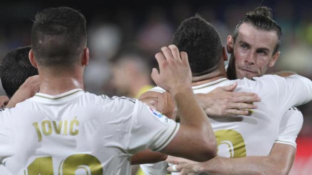 Real Madrid's Gareth Bale celebrates after scoring for his side.(AP) Real Madrid's Gareth Bale celebrates after scoring for his side.(AP)