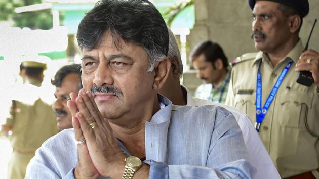 In this file photo dated July 15, 2019, Karnataka Minister DK Shivakumar arrives to take part in the State Assembly session at Vidhana Soudha in Bengaluru(Photo: PTI) In this file photo dated July 15, 2019, Karnataka Minister DK Shivakumar arrives to take part in the State Assembly session at Vidhana Soudha in Bengaluru(Photo: PTI)