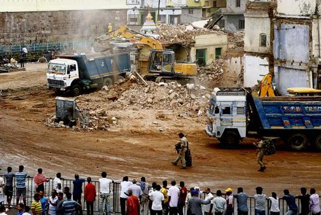 The ruling party jumped to defend Naveen Patnaik government’s demolition drive around the Jagannath temple on Friday(ANI Photo)