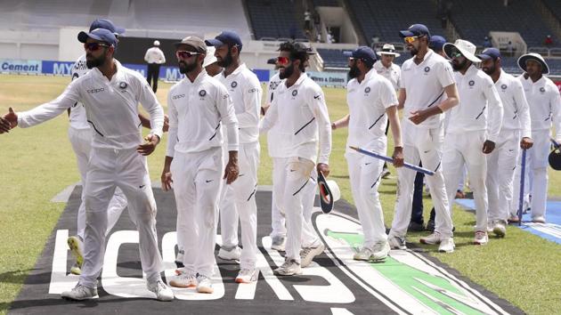 India's captain Virat Kohli leads his team off the field. (AP)