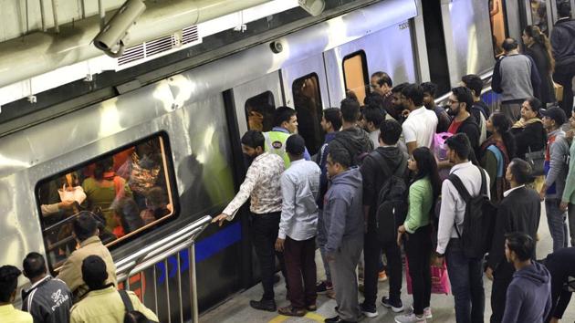 The man, identified as Sanchit Kumar, jumped before a train at Sector 61 metro station around 11.30 am, a police official said. Image used for representational purpose only. (Amal KS/HT PHOTO) The man, identified as Sanchit Kumar, jumped before a train at Sector 61 metro station around 11.30 am, a police official said. Image used for representational purpose only. (Amal KS/HT PHOTO)