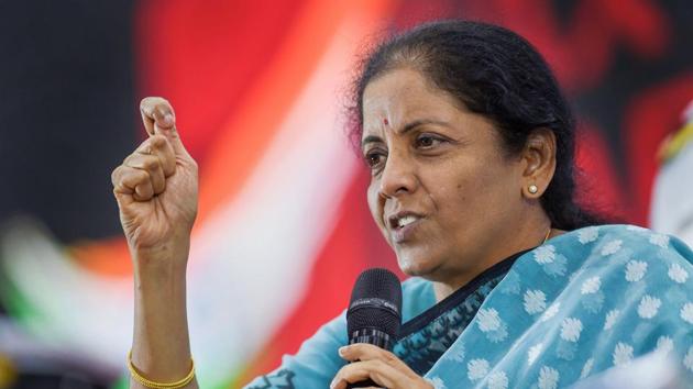 Finance minister Nirmala Sitharaman on Friday announced consolidation of 10 state-run lenders into four bigger banks.(PTI Photo)