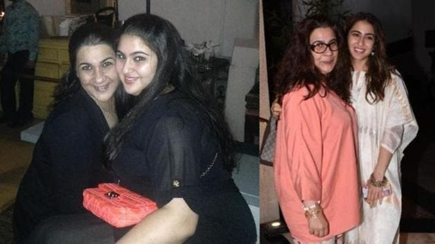 Sara Ali Khan with mother Amrita Singh before her weight loss transformation.(Instagram)