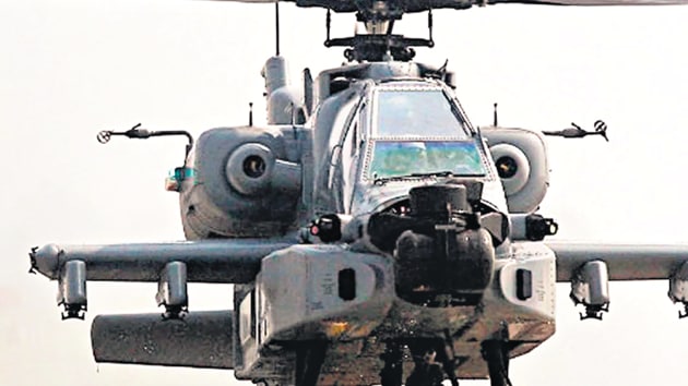 An IAF Apache chopper readies for takeoff.(HT FILE)